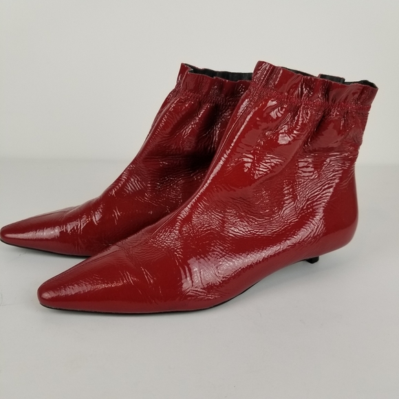 Zara Shoes Zara Red Kitten Heel Ankle Boots Poshmark